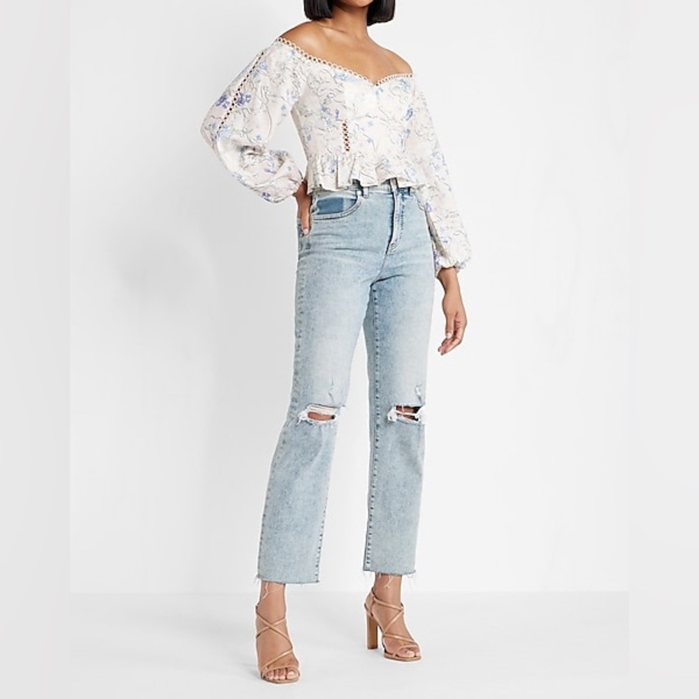 Express Floral Off The Shoulder Corset Peplum Top, XS NWT - Picture 4 of 11